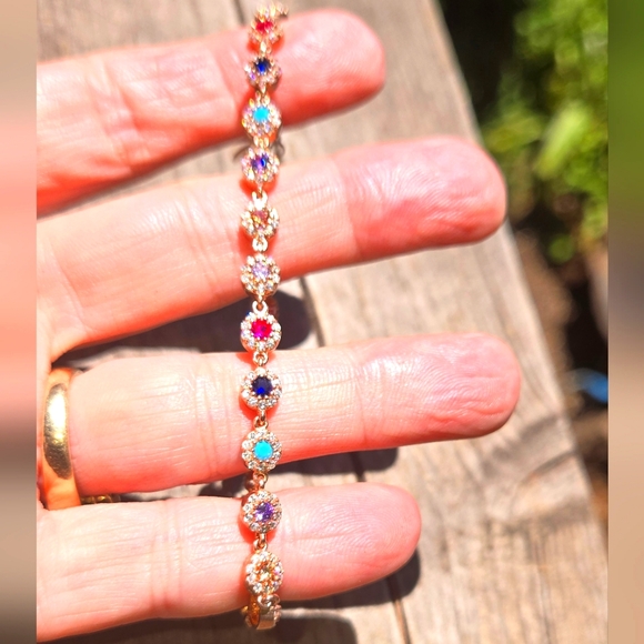Kharma by Avelon Jewelry - Multi gemstone bracelet sterling & rosegold sz8"